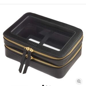 Truffle Clarity Jumbo Jetset Makeup Cosmetic Case Black Leather